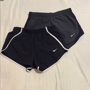 2 Nike Women's Black and Gray Shorts